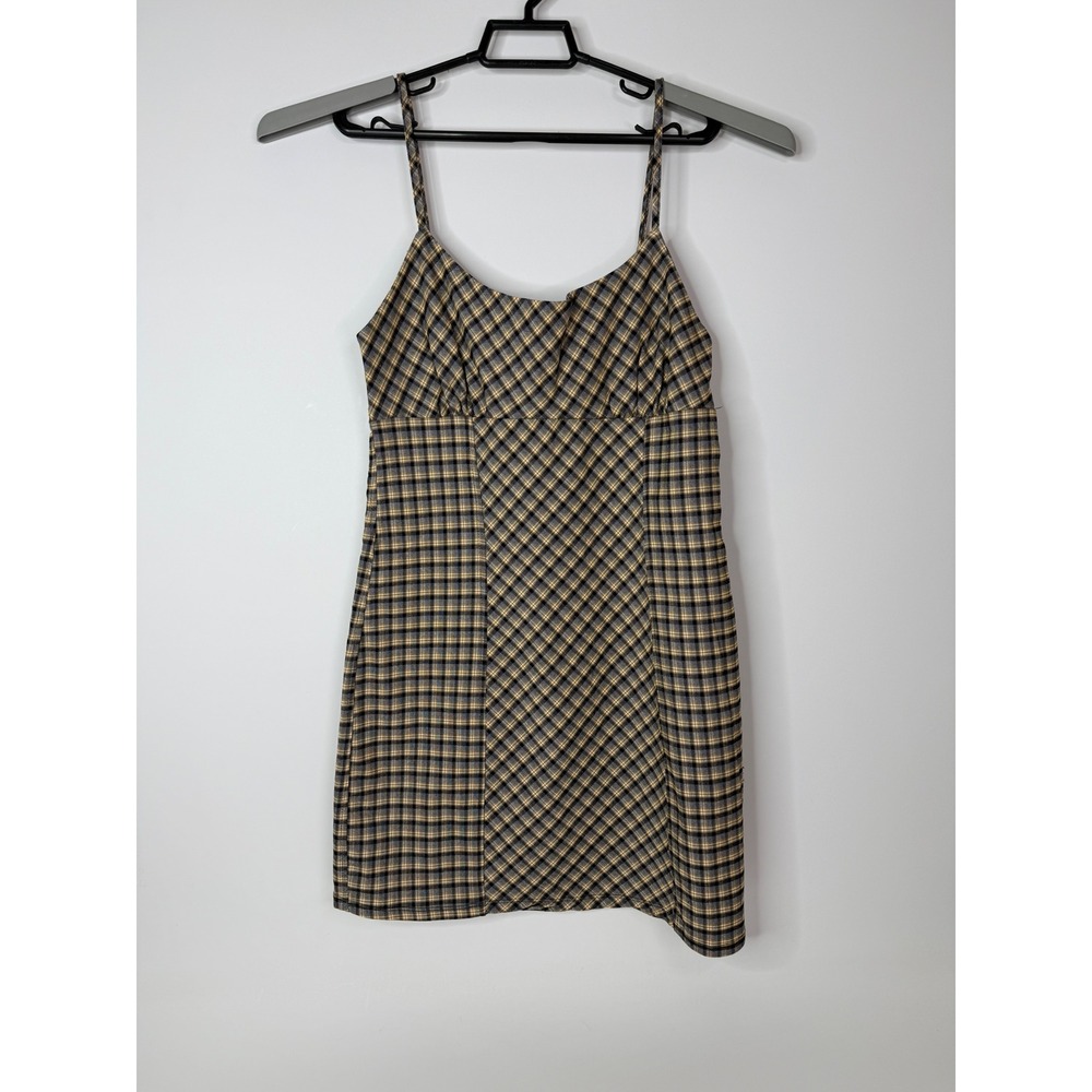 Wild Fable Dress Women's Medium Plaid Adjustable Straps Mini Zipper
